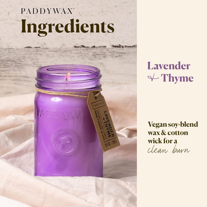 Paddywax Scented Relish Collection Soy Wax Artisan Candle in Glass Jar with Lid  9.5-Ounce  Lavender + Thyme - Image 2